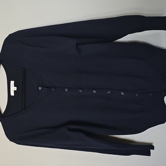 Active USA Casual Neutral Navy Blue Shrunken Button-Up Cardigan 2X - Picture 1 of 7